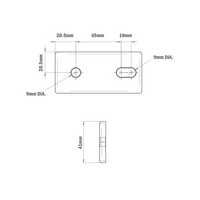 41-115-1SS MODULAR SOLUTIONS TIE PLATE 45MM X 90MM CREATE RIGHT ANGLE, S.S. HARDWARE, 1 THRU, 1 SLOTTED HOLE